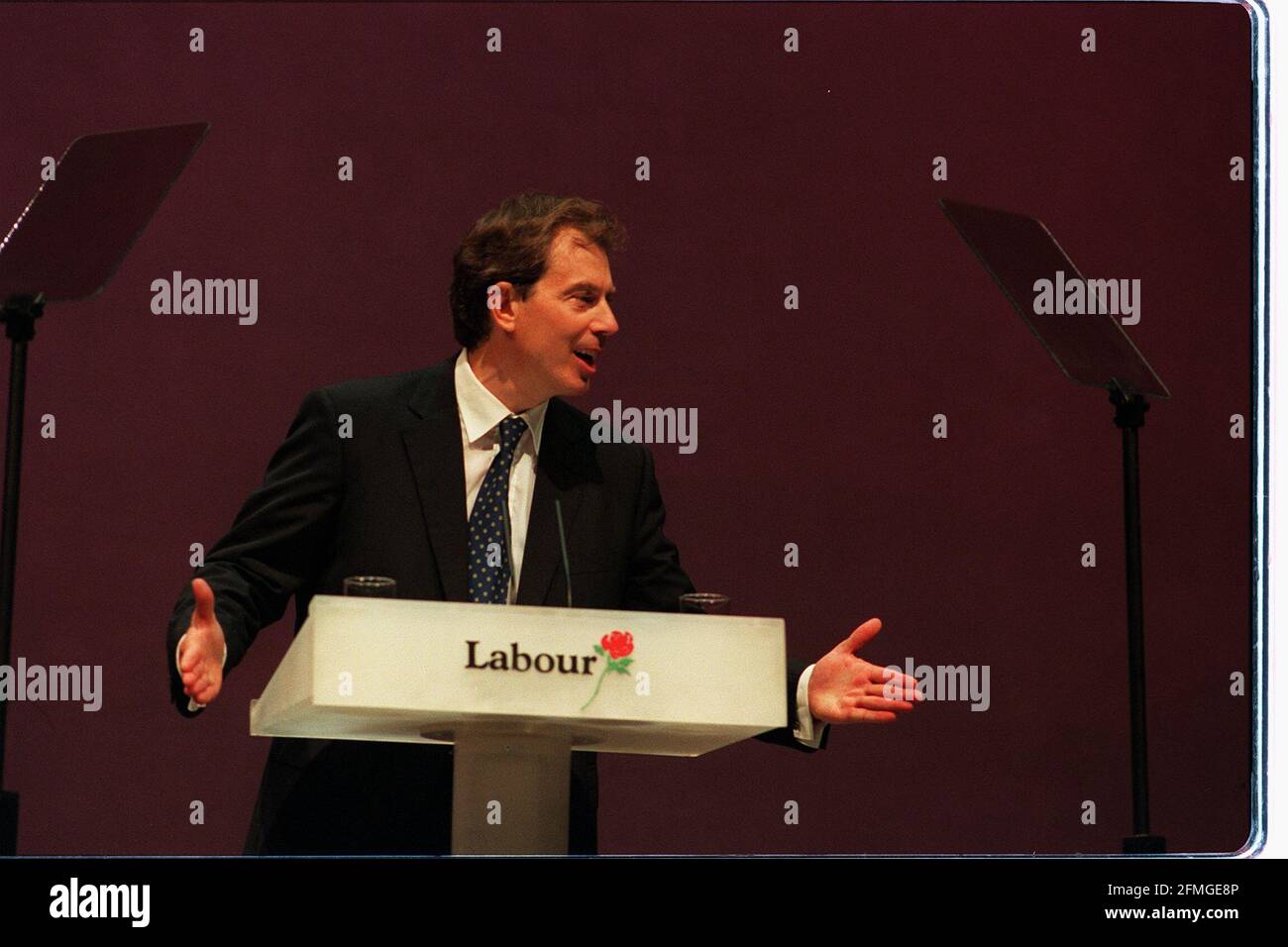 Tony Blair makes first speech Labour Party Conference 1997Tony Blairs