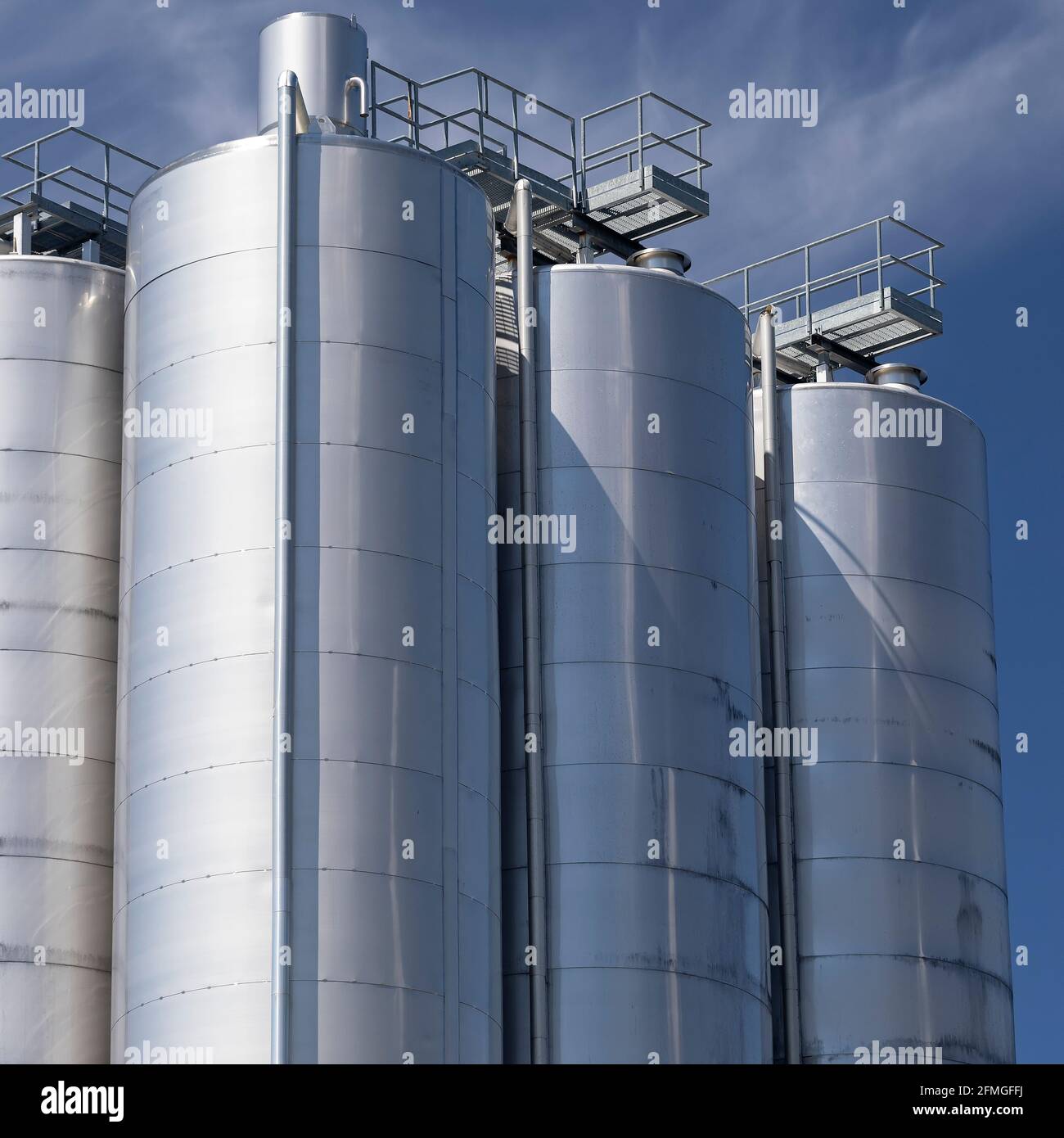 Industrial stainless steel storage tanks. Ontario Canada Stock Photo