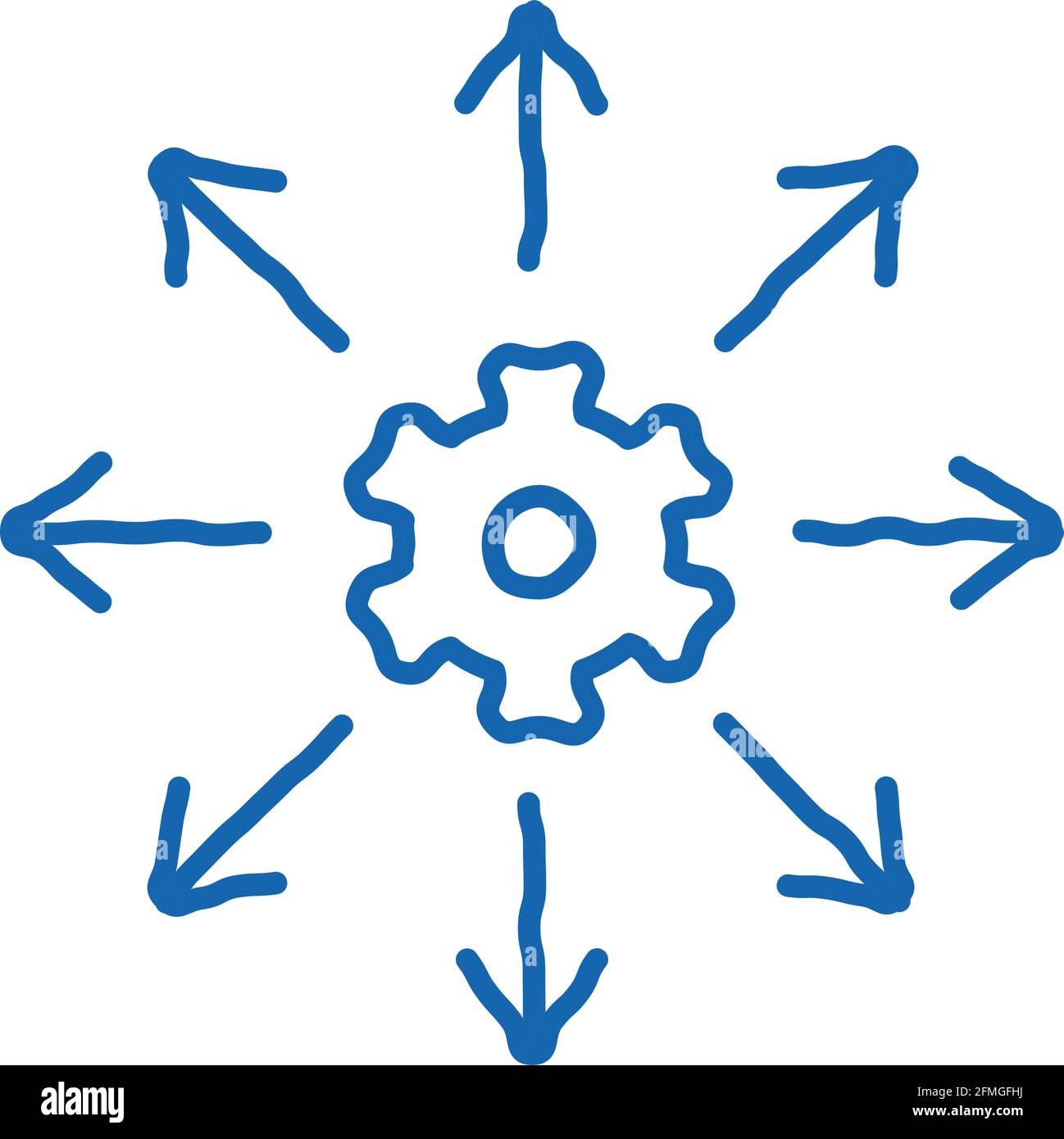 Gear Arrows doodle icon hand drawn illustration Stock Vector Image ...