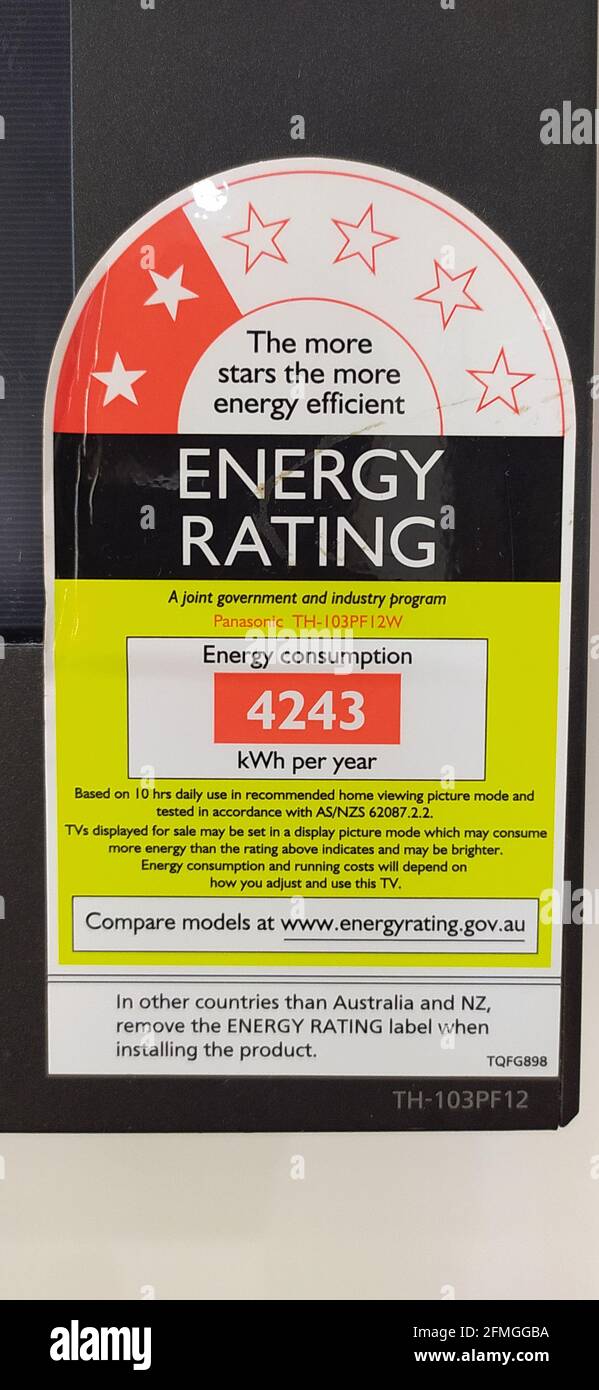 Energy star ratings usually affixed on electrical appliances to denote