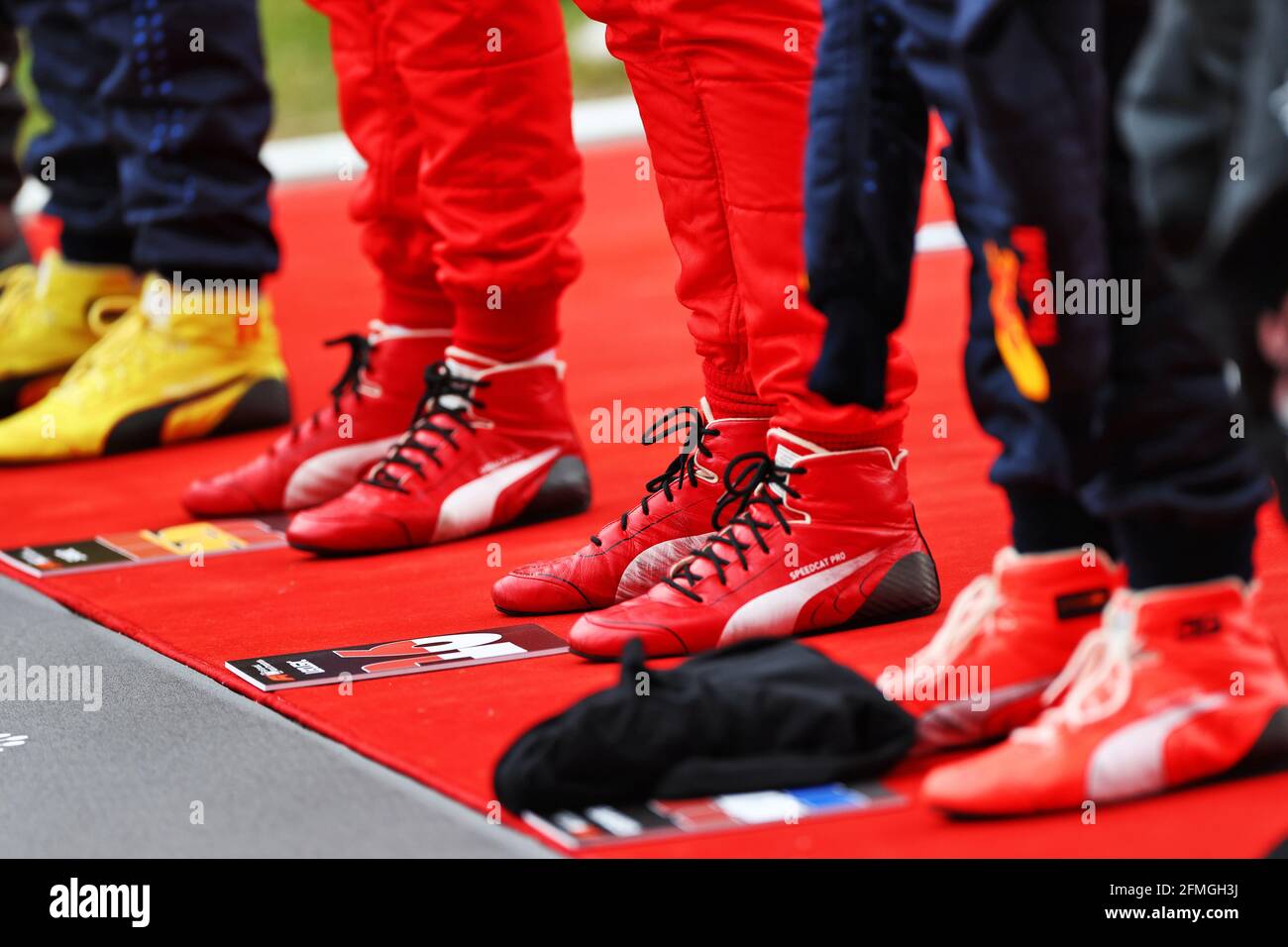 Charles Leclerc (MON) Ferrari - racing boots - on the grid. Spanish Grand Prix, Sunday 9th May 2021. Barcelona, Spain. Stock Photo