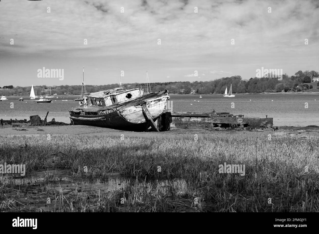 Wreck along the river Orwell in Suffolk Stock Photo