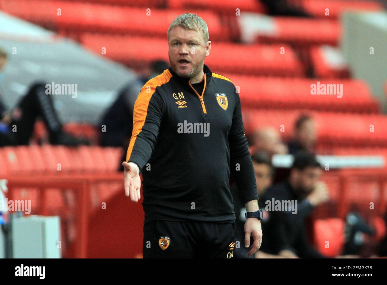 London, UK. 09th May, 2021. Hull City Manager Grant McCann looks on from the touchline during the game. EFL Skybet football league one match, Charlton Athletic v Hull City at the Valley in London on Sunday 9th May 2021. this image may only be used for Editorial purposes. Editorial use only, license required for commercial use. No use in betting, games or a single club/league/player publications. pic by Steffan Bowen/Andrew Orchard sports photography/Alamy Live news Credit: Andrew Orchard sports photography/Alamy Live News Stock Photo