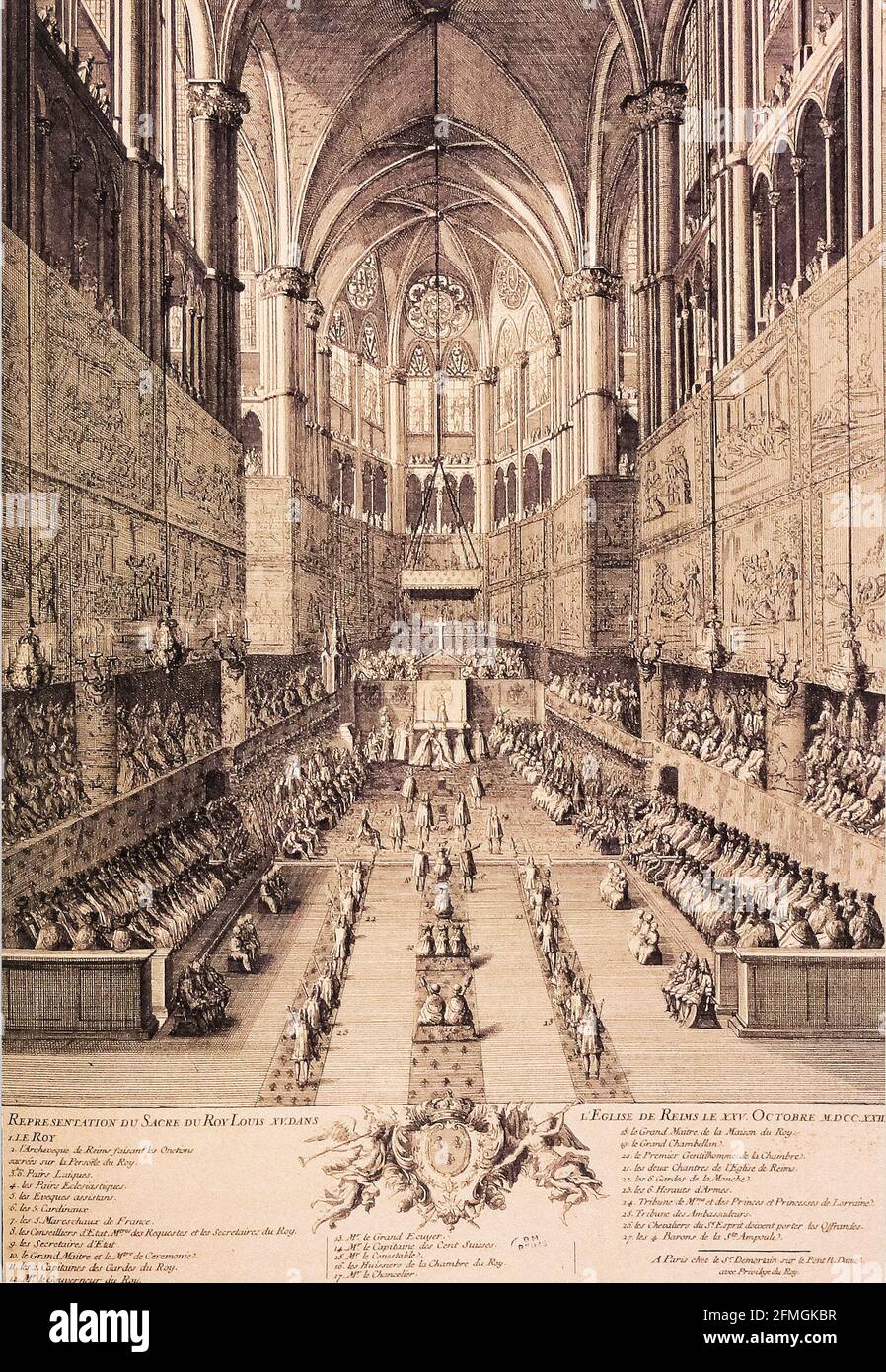 Coronation of Louis XV in Reims -  Représentation du sacre du roi Louis XV dans l'église de Reims le 25 octobre 1722 Stock Photo