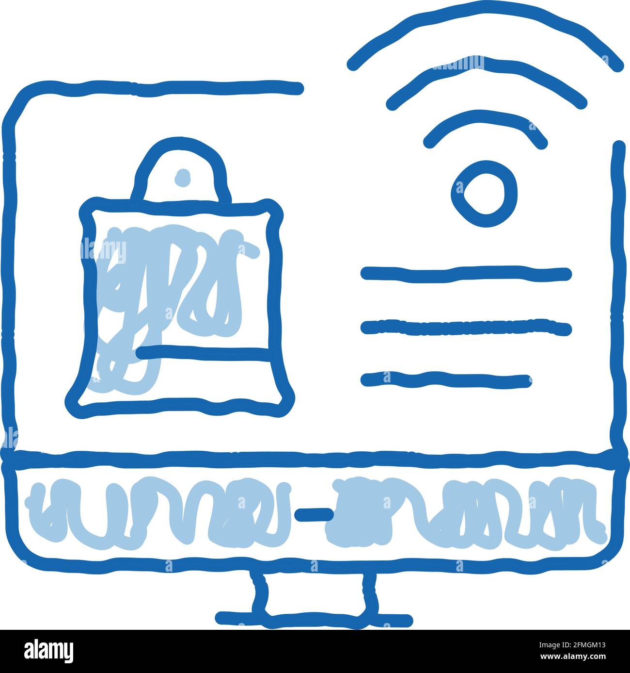 Online Shopping via Wi-Fi doodle icon hand drawn illustration Stock ...