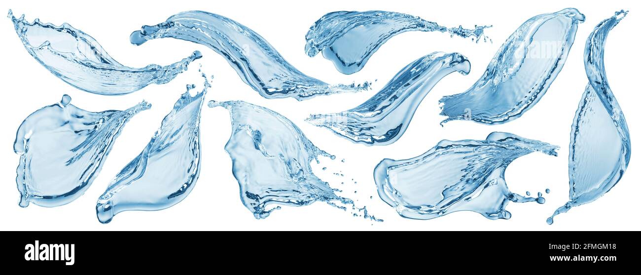 Blue water splash isolated on white background Stock Photo