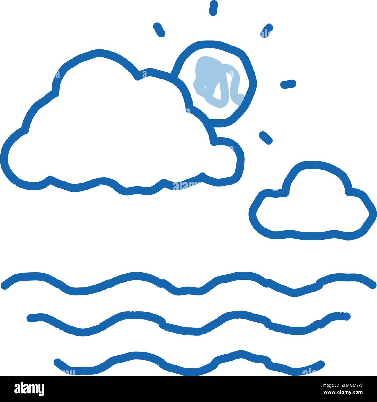 Cloudy Weather on Sea doodle icon hand drawn illustration Stock Vector ...