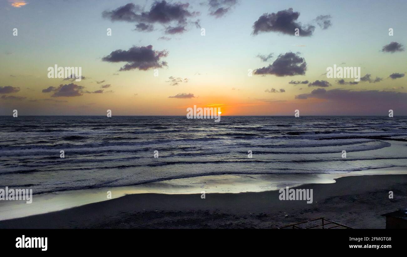 Sunset on the coast of central Italy Stock Photo