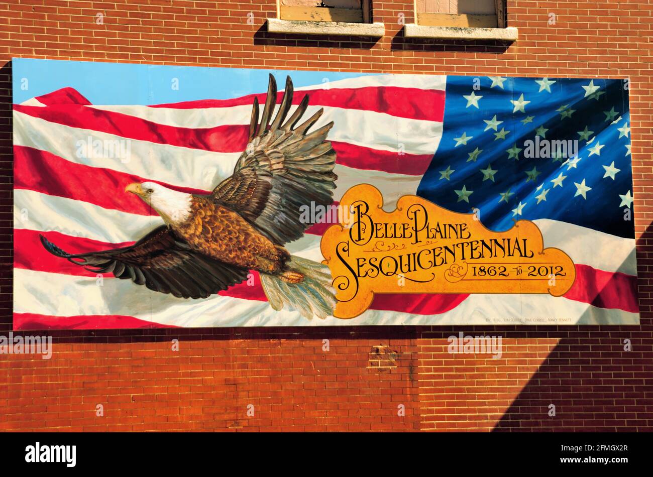 Belle Plaine, Iowa, USA. Town pride and patriotism displayed on this