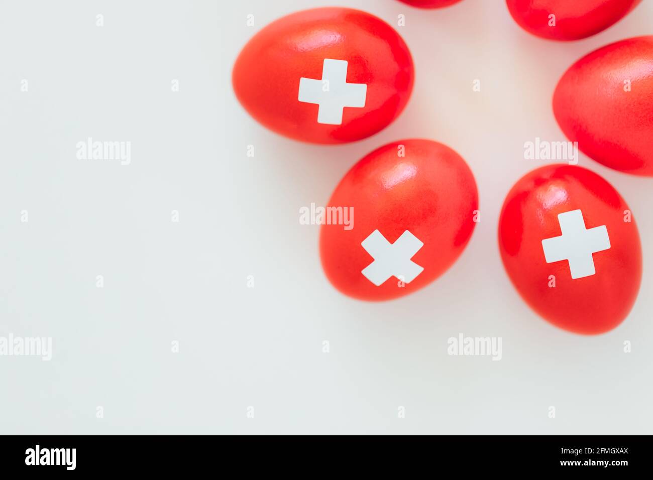 Celebrating Swiss National Holiday on August 1st with traditional eggs  colored like swiss flag. Traditional brunch on the day of the Swiss  Confederacy Stock Photo - Alamy