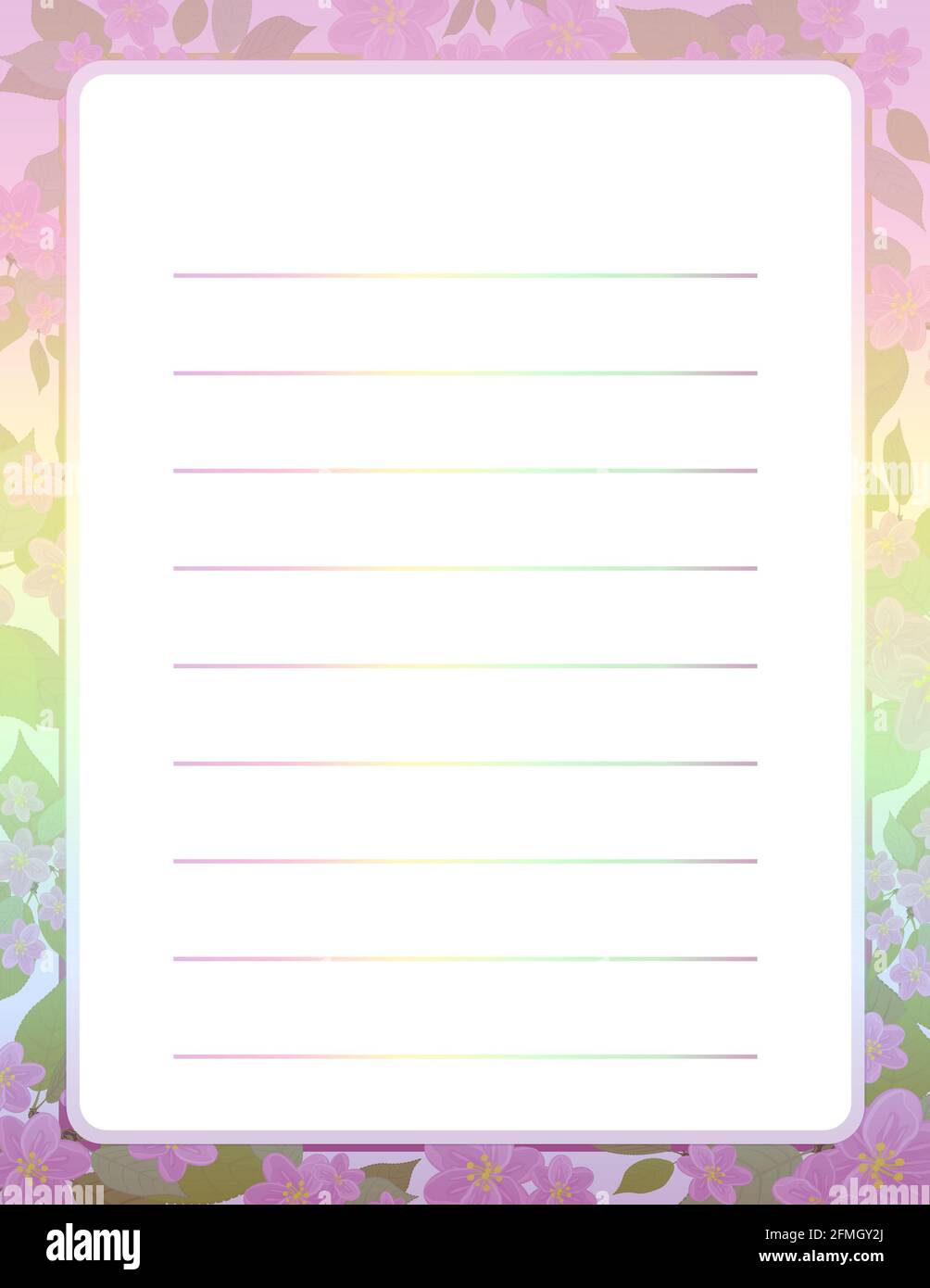 lined letterhead paper page with a floral frame design stock photo alamy