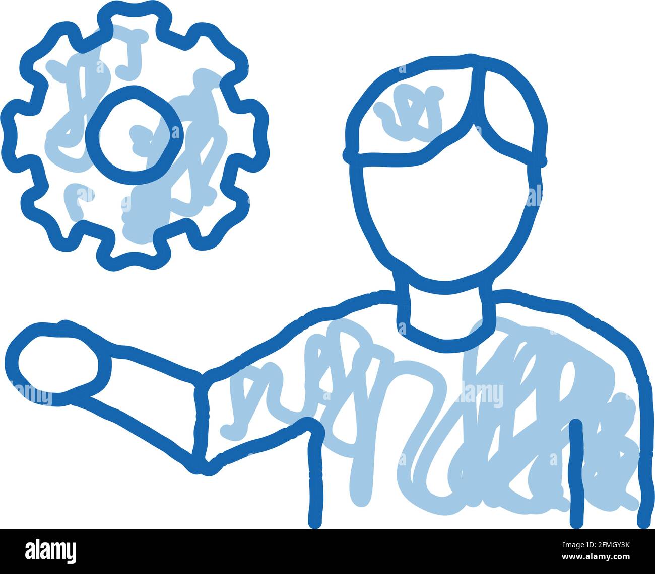 Man Hold Gear doodle icon hand drawn illustration Stock Vector Image ...