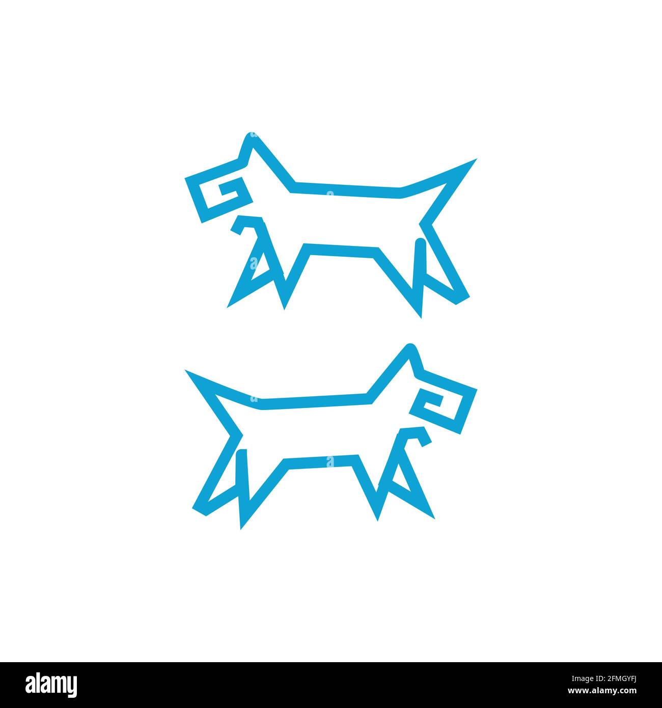 Happy Aztec dogs standing and panting Stock Vector