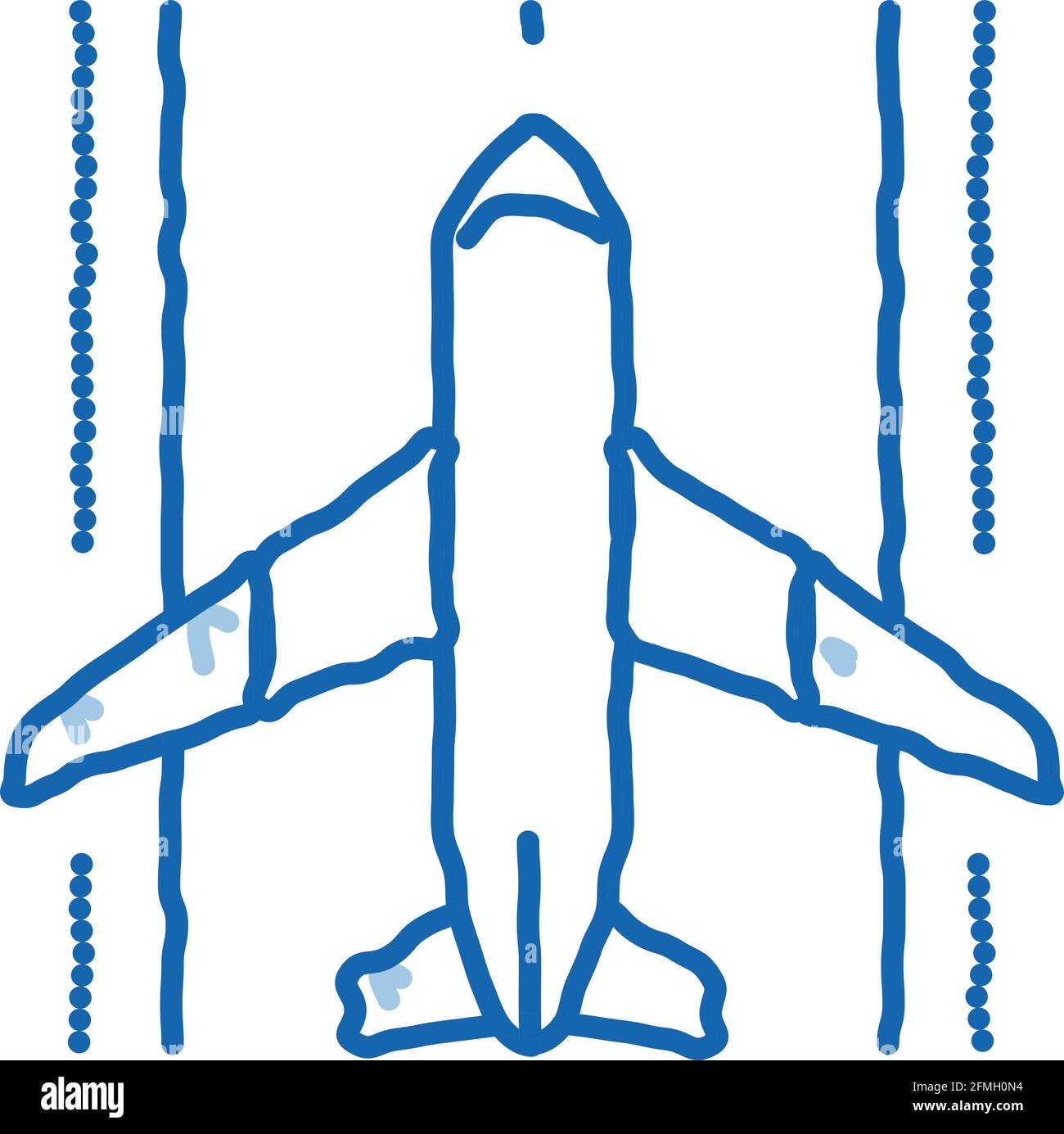 Airplane On Runway Airport doodle icon hand drawn illustration Stock ...