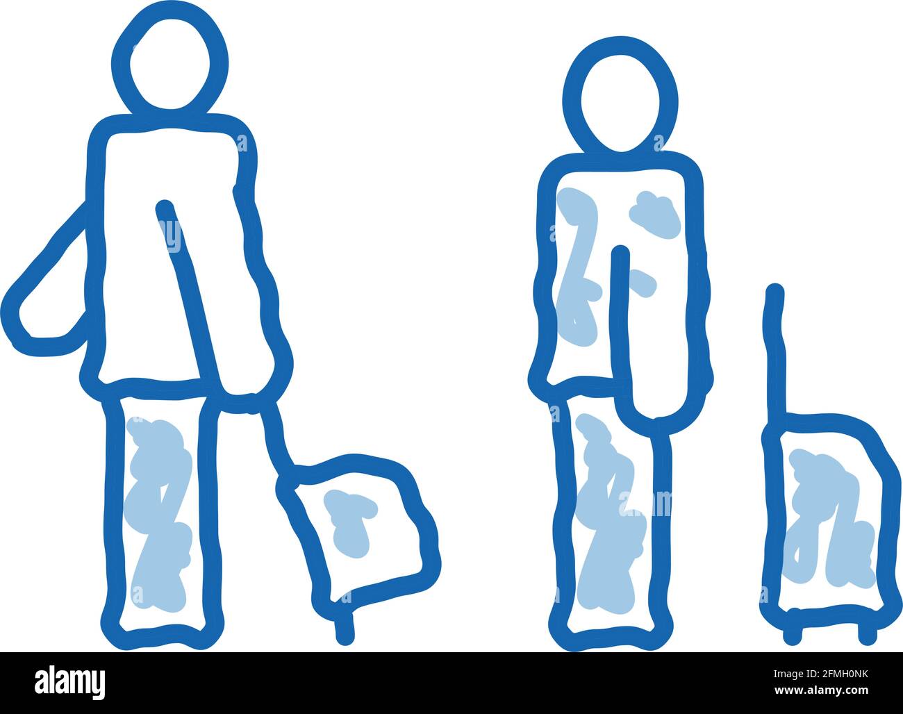 Passengers With Baggage doodle icon hand drawn illustration Stock Vector