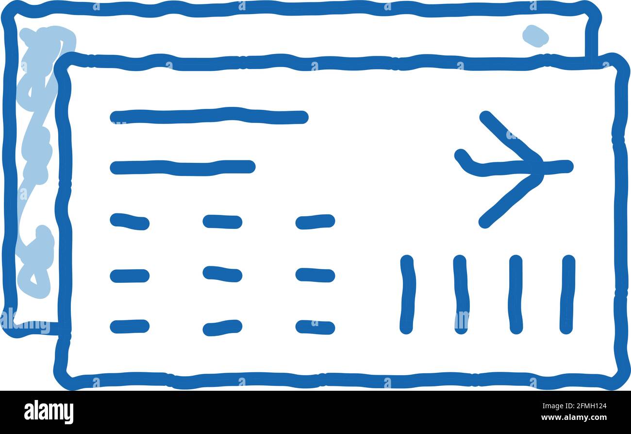 Airline Ticket Boarding Pass doodle icon hand drawn illustration Stock ...