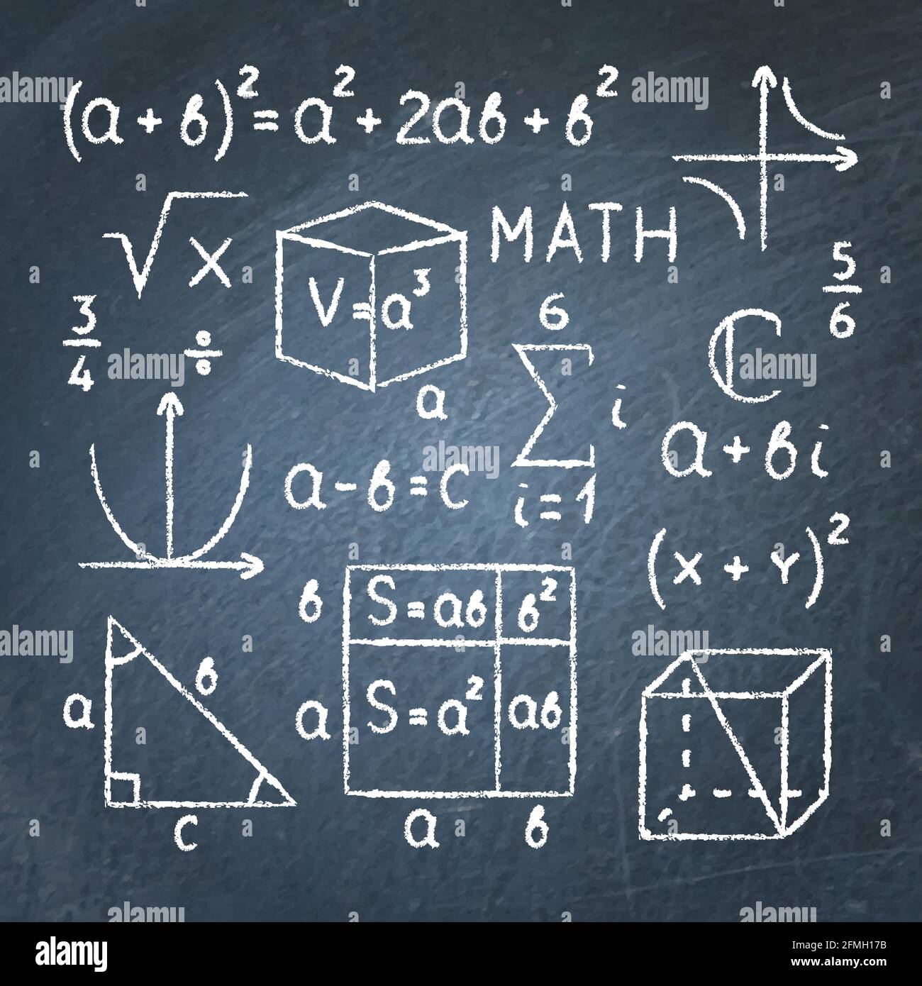 Math symbols and equations on chalkboard. Vector illustration Stock ...
