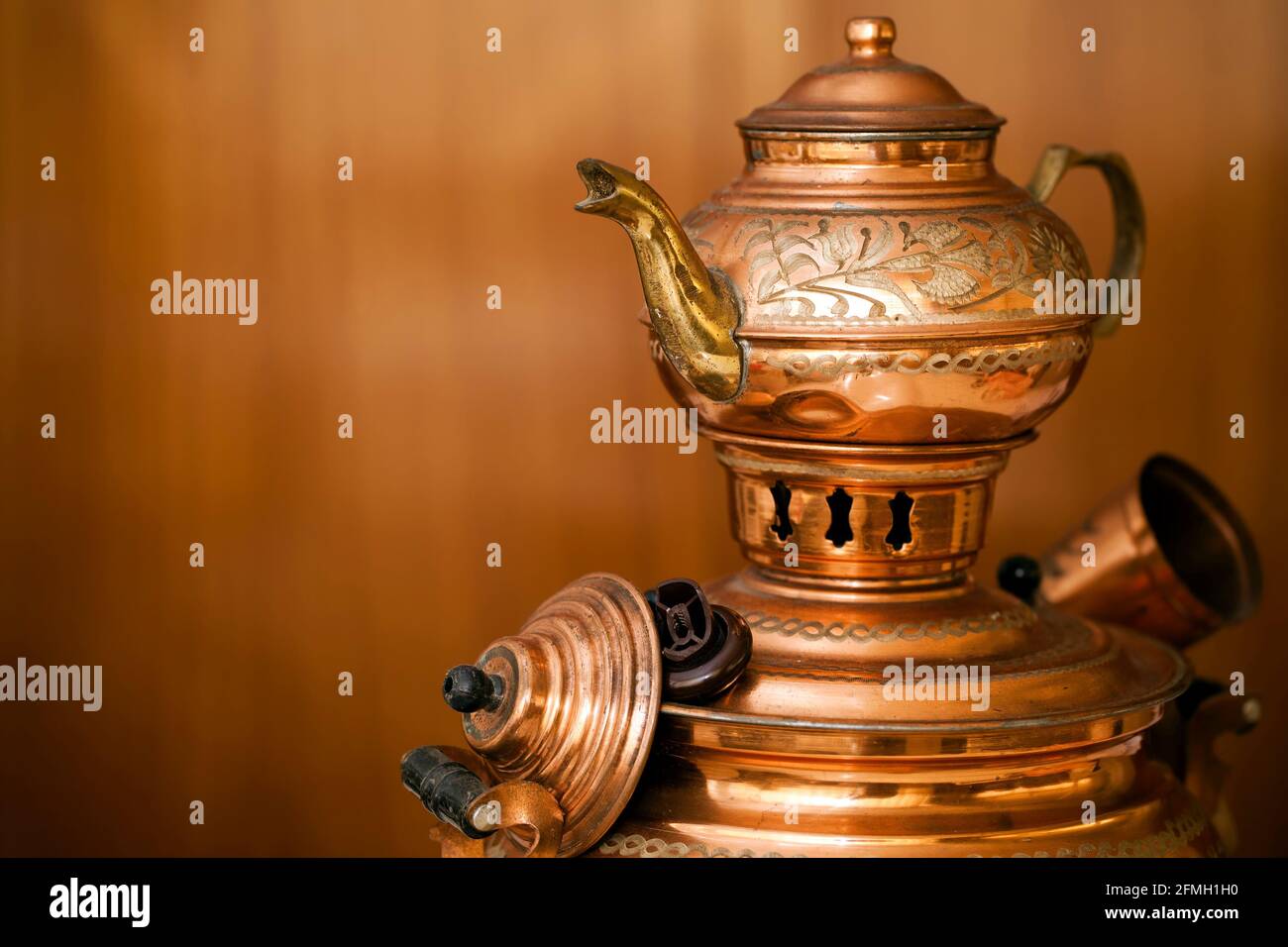 Traditional Turkish Old Style Copper Tea Kettle Photo Stock Photo Alamy