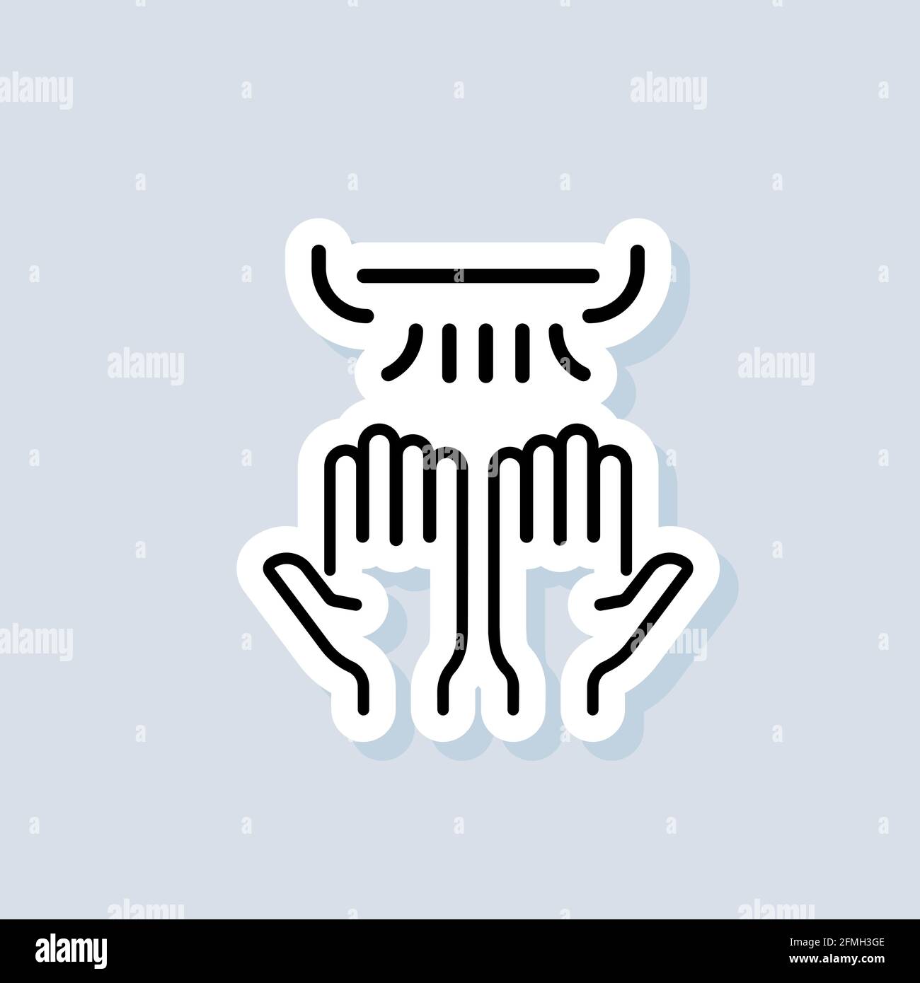 Hand dryer sticker. Thin line hand dryer logo. Vector on isolated