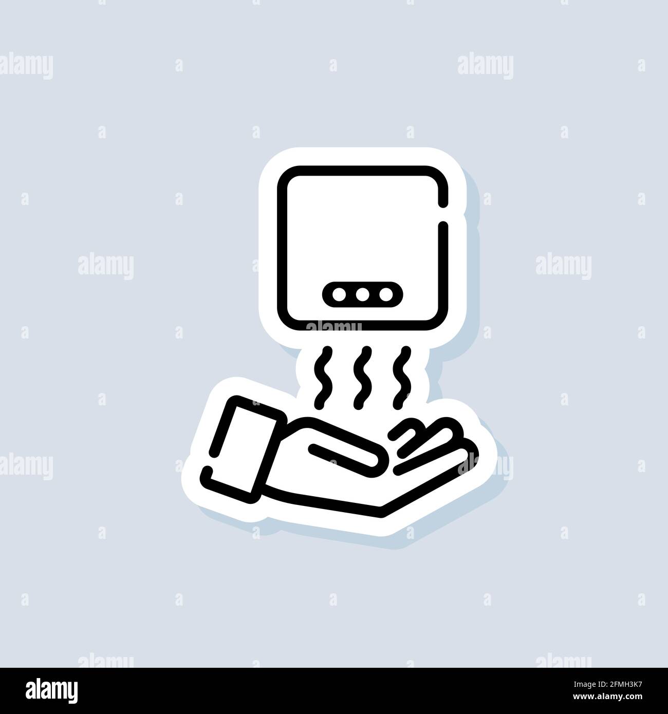 Hand dryer sticker. Thin line hand dryer logo. Vector on isolated