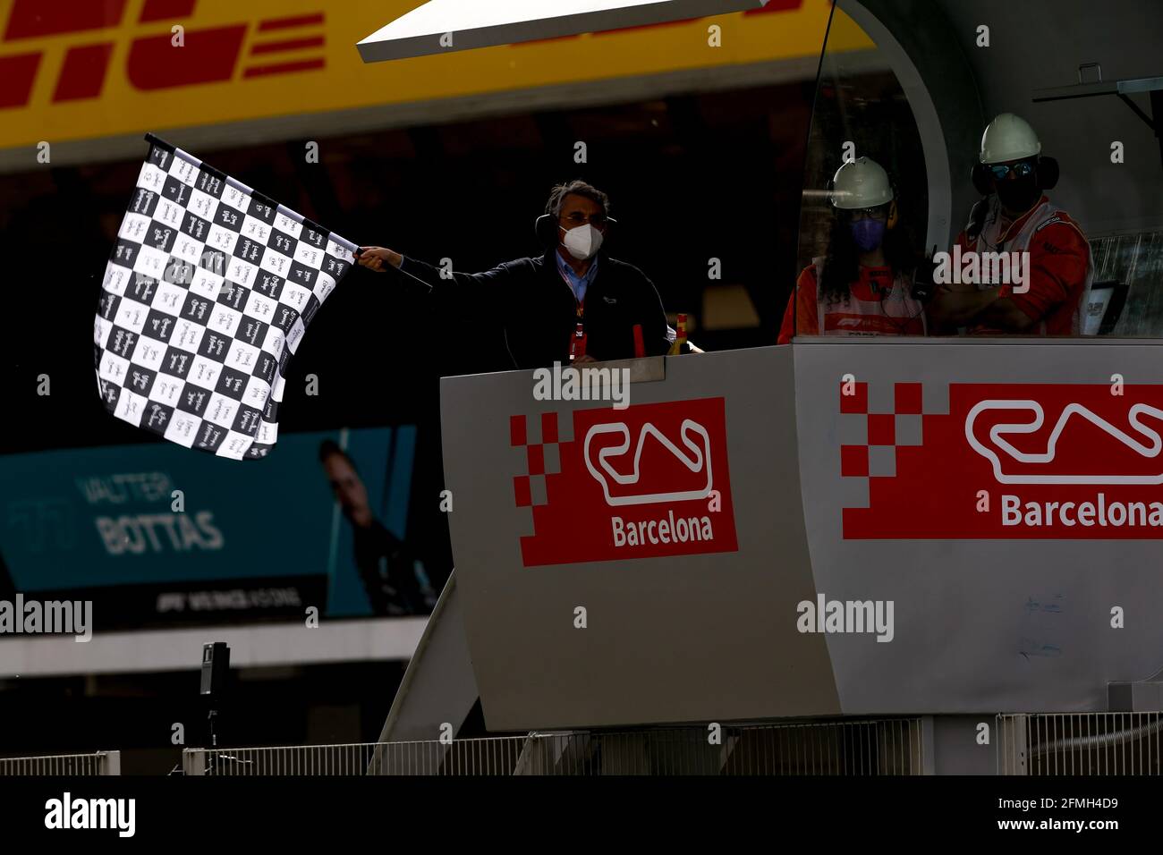 Barcelona, Spain. 9th May, 2021. Montmelo, Espagne. 09th May, 2021. chequered flag, drapeau a damier during the Formula 1 Aramco Gran Premio De Espana 2021 from May 07 to 10, 2021 on the Circuit de Barcelona-Catalunya, in Montmelo, near Barcelona, Spain - Photo DPPI Credit: DPPI Media/Alamy Live News Stock Photo