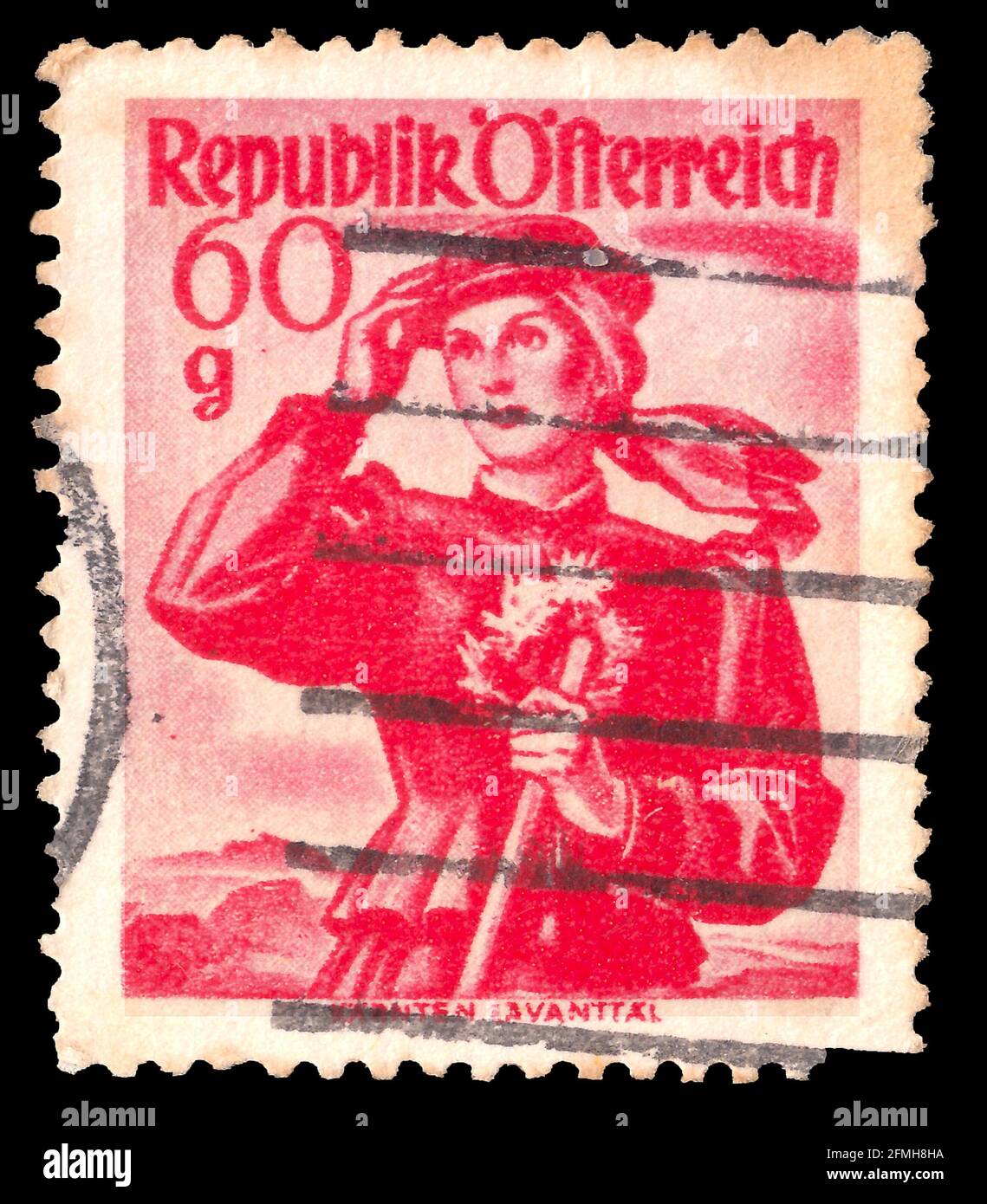 Austria CIRCA 1948 Austria postage stamp, depicting folk costume