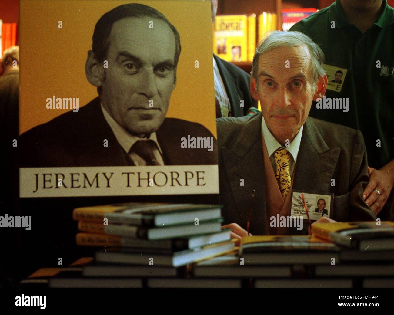Jeremy Thorpe Liberal Democrats Conference 1999   Jeremy Thorpe signing copies of his book in the conference exhibition area Stock Photo