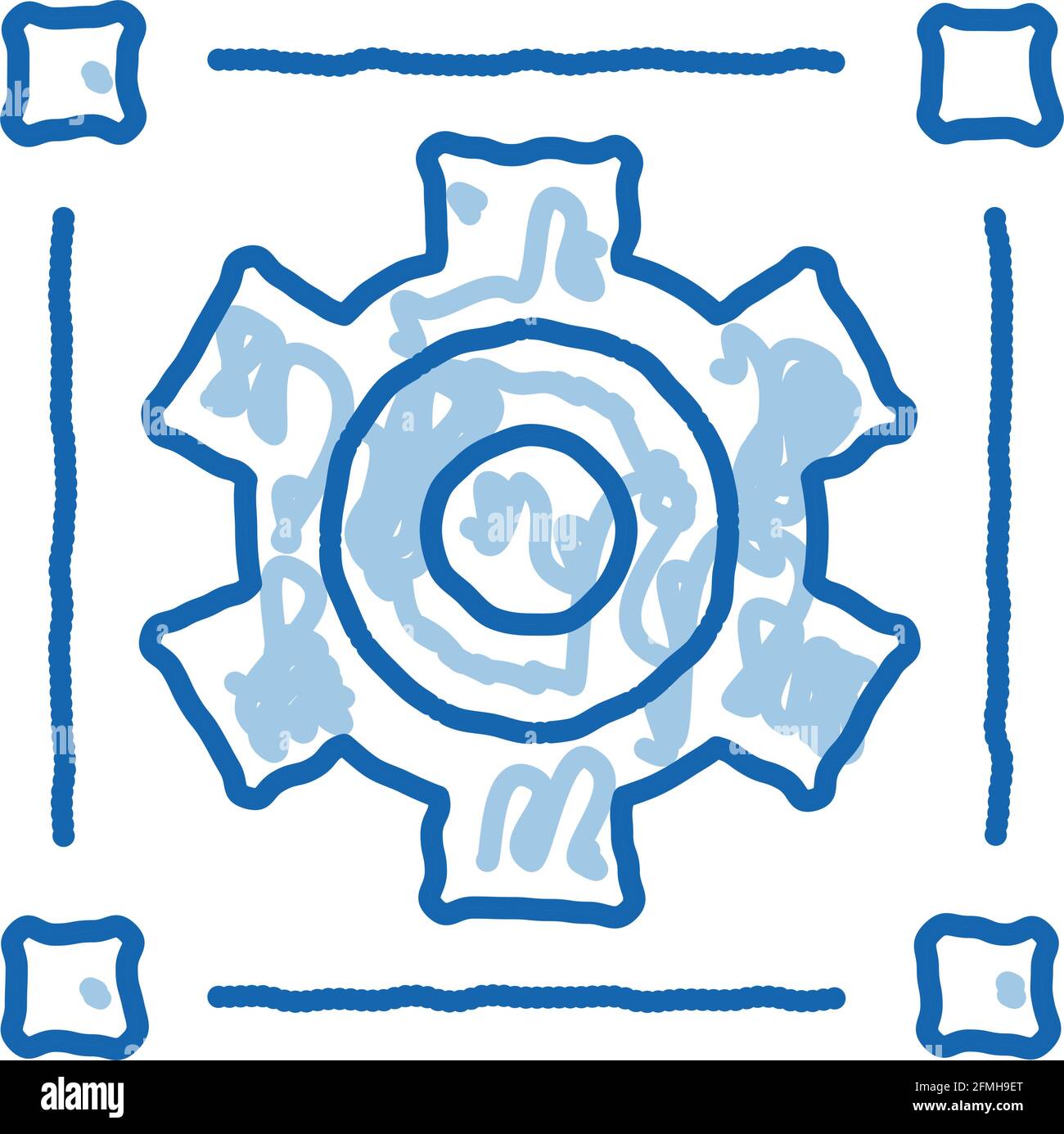 Mechanical Gear doodle icon hand drawn illustration Stock Vector Image ...
