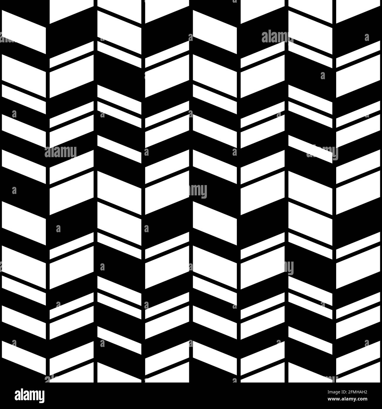 Abstract black and white seamless pattern.Vector background texture. Irregular geometrical shapes parallelogram, rhomb. Chevron zigzag print, wrapping Stock Vector
