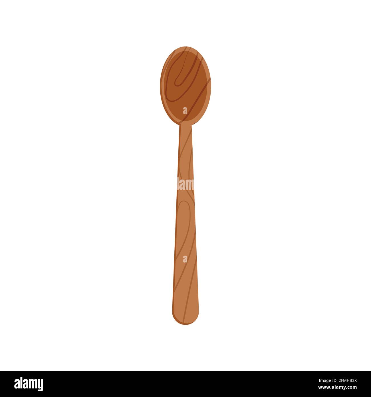 Wooden spoon with long handle icon isolated on white background. Stock Vector