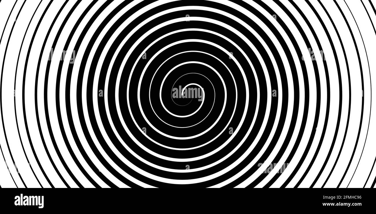 Swirl hypnotic black and white spiral. Monochrome abstract background ...