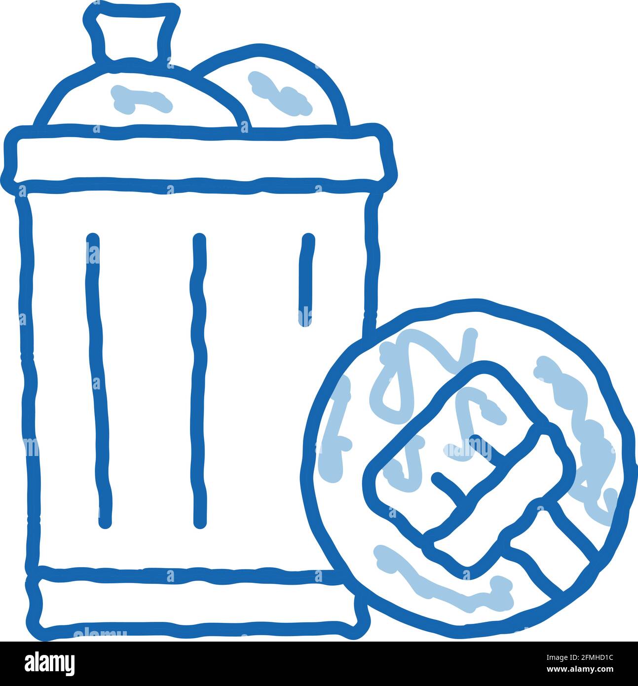 Rubbish Trash Can doodle icon hand drawn illustration Stock Vector ...