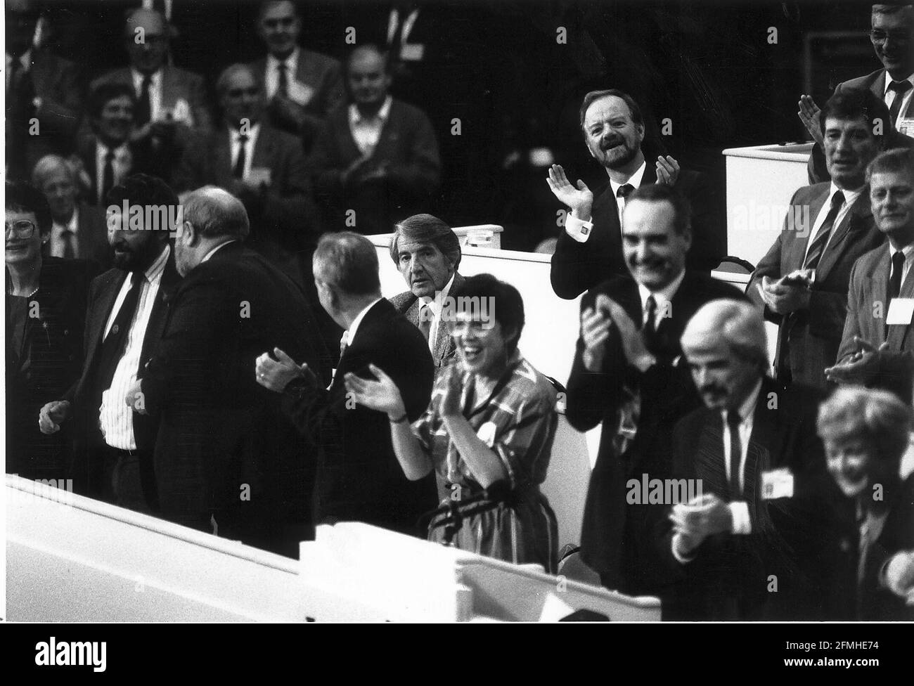 Dennis Skinner  remains seated during Neil Kinnocks speach Stock Photo