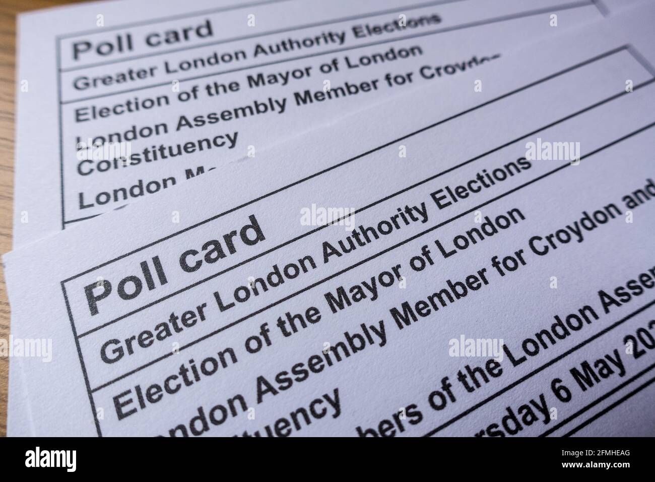 Poll card used for electoral identification in United Kingdom Stock