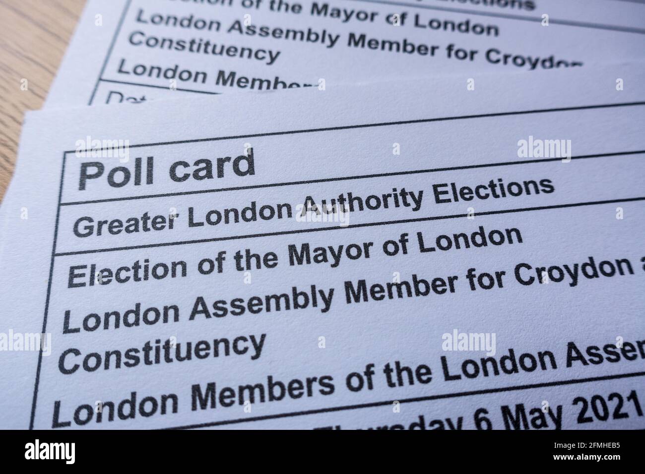 Poll card used for electoral identification in United Kingdom Stock ...