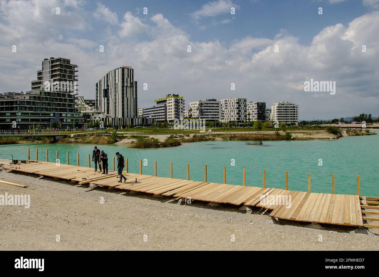 Aspern Seestadt (Lakeside City) is one of Europe’s largest urban development projects. Located in Vienna’s fast-growing north-eastern 22nd district Stock Photo