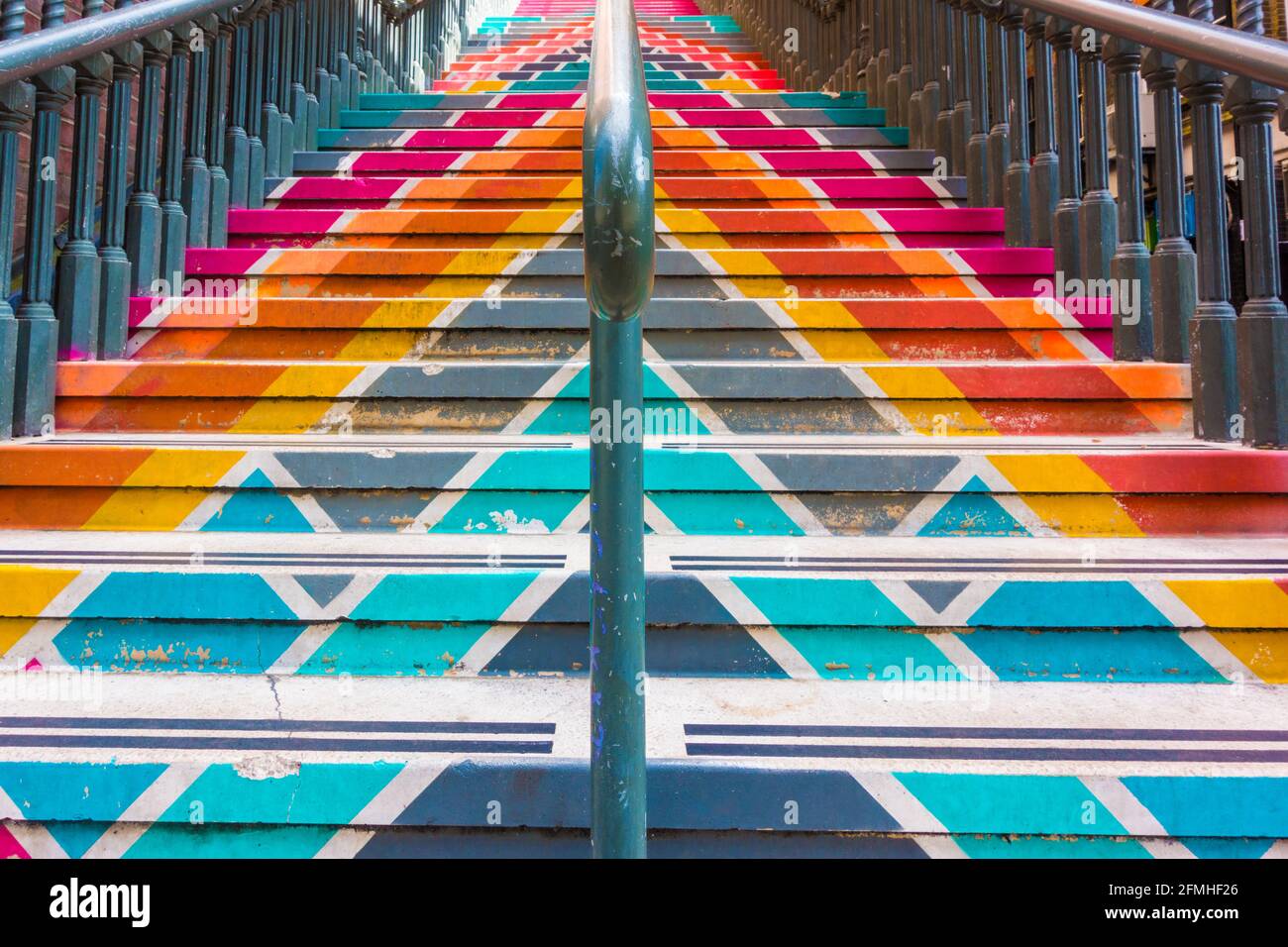 Painting on stairs with multiple vibrant colors Stock Photo Alamy