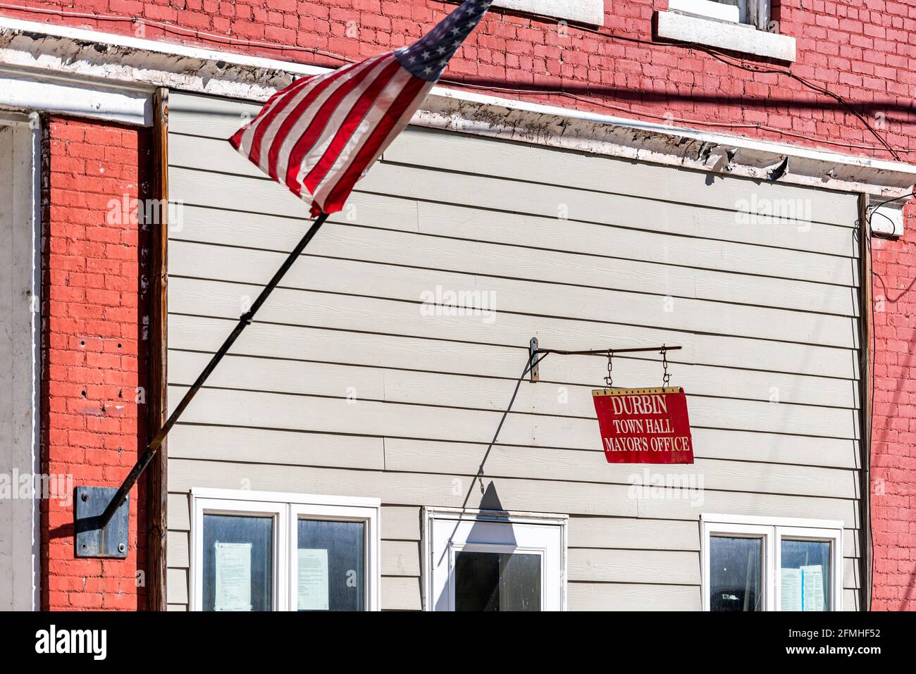 Durbin, USA October 6, 2020 Mayor's office city town hall hanging