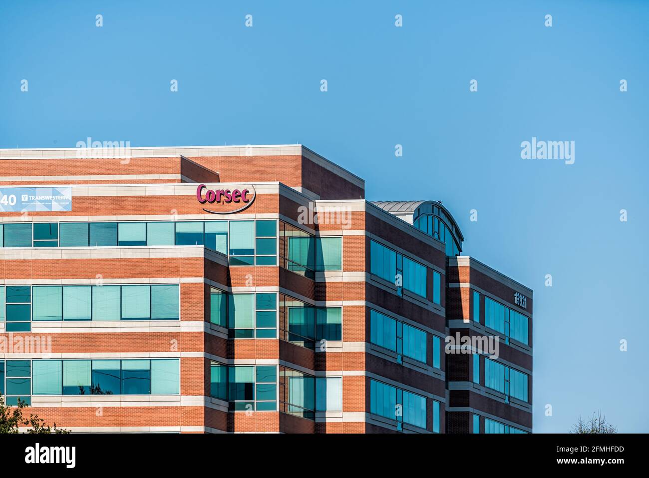 Herndon, USA October 7, 2020 Corsec Security Inc company logo building sign in Northern