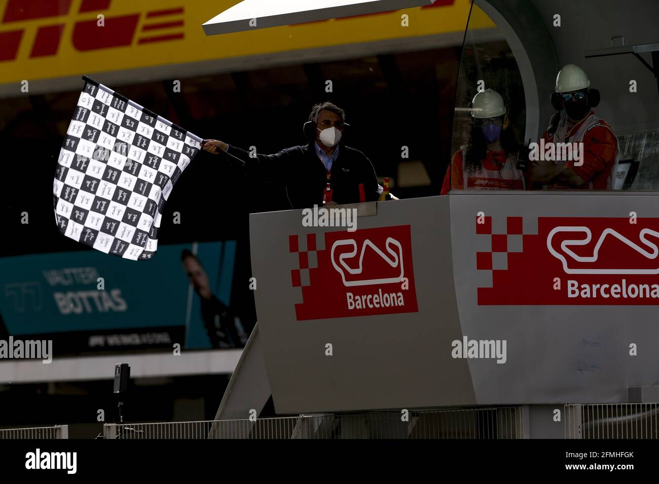 Barcelona, Spain. 09th May, 2021. chequered flag, drapeau a damier during the Formula 1 Aramco Gran Premio De Espana 2021 from May 07 to 10, 2021 on the Circuit de Barcelona-Catalunya, in Montmelo, near Barcelona, Spain - Photo DPPI / LiveMedia Credit: Independent Photo Agency/Alamy Live News Stock Photo