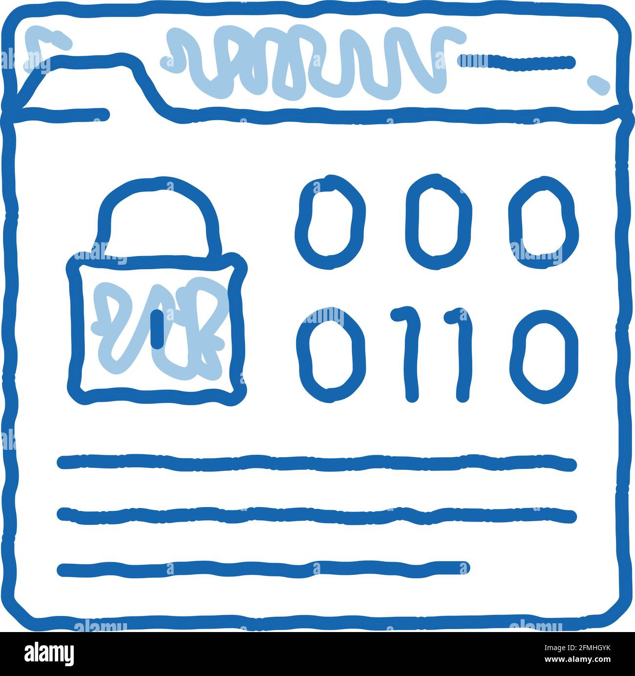 binary code protection doodle icon hand drawn illustration Stock Vector ...