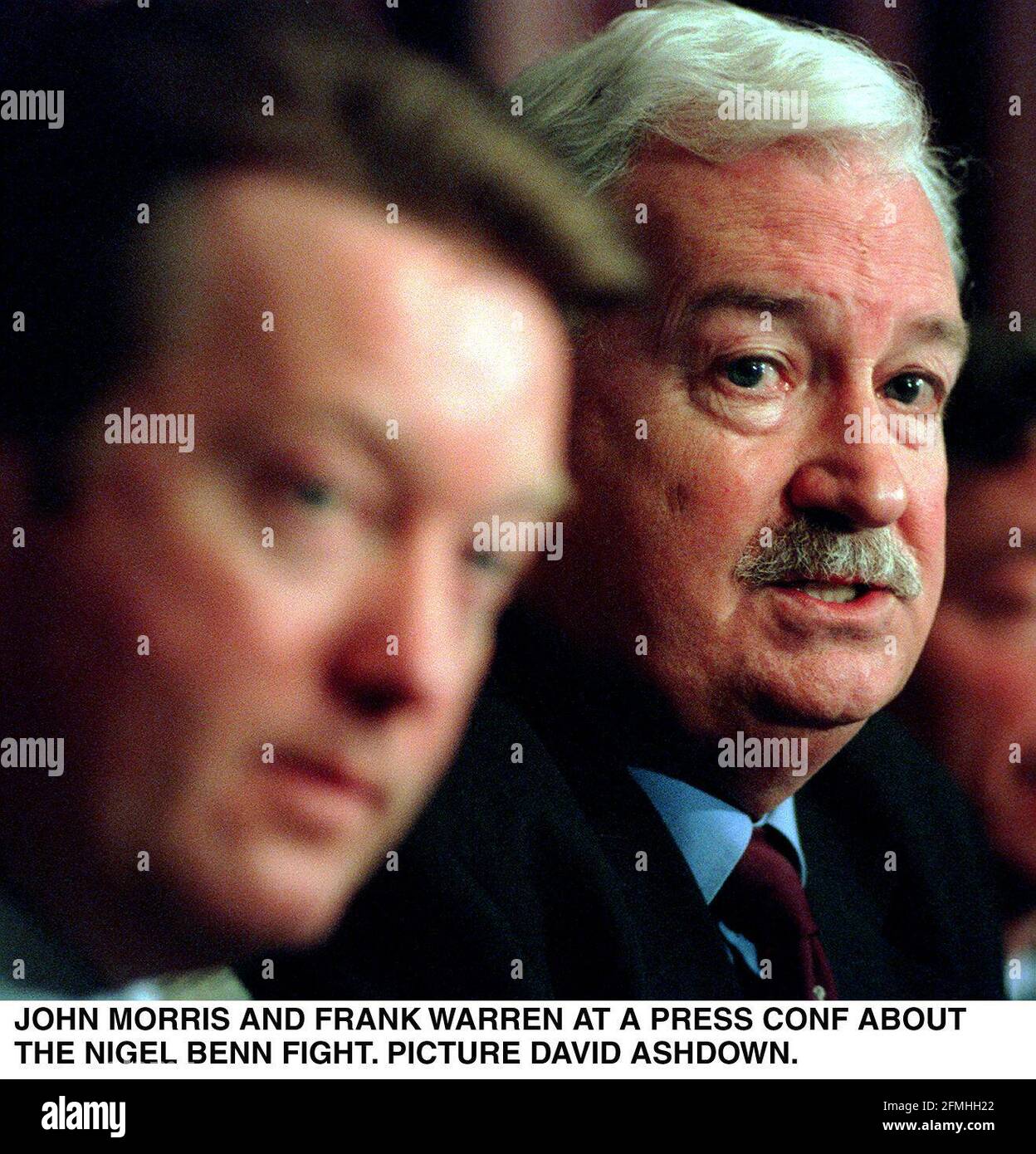 Frank Warren  Boxing promoter with John Morris from the British Board of Control at press conference discussing the dangers of boxing after  Gerald  McClellan had to have a blood clot removed after his fight with Nigel Benn Stock Photo