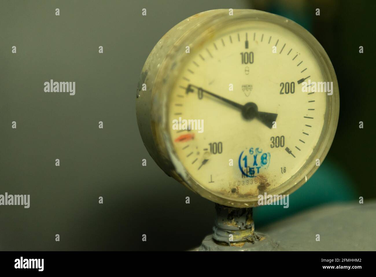 Analog pressure sensor. Round marker gauge from minus one hundred to
