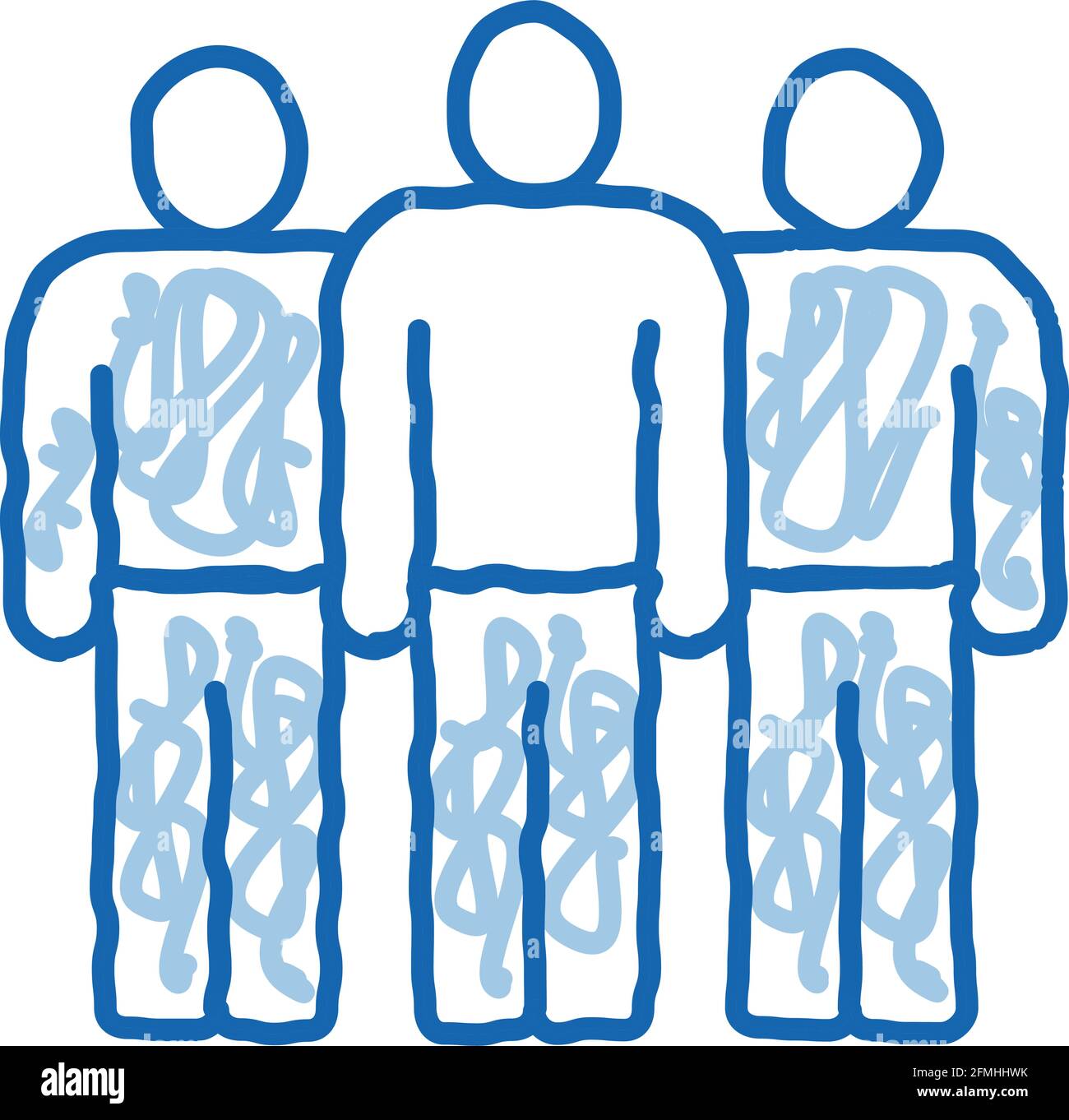 teamwork people doodle icon hand drawn illustration Stock Vector Image ...