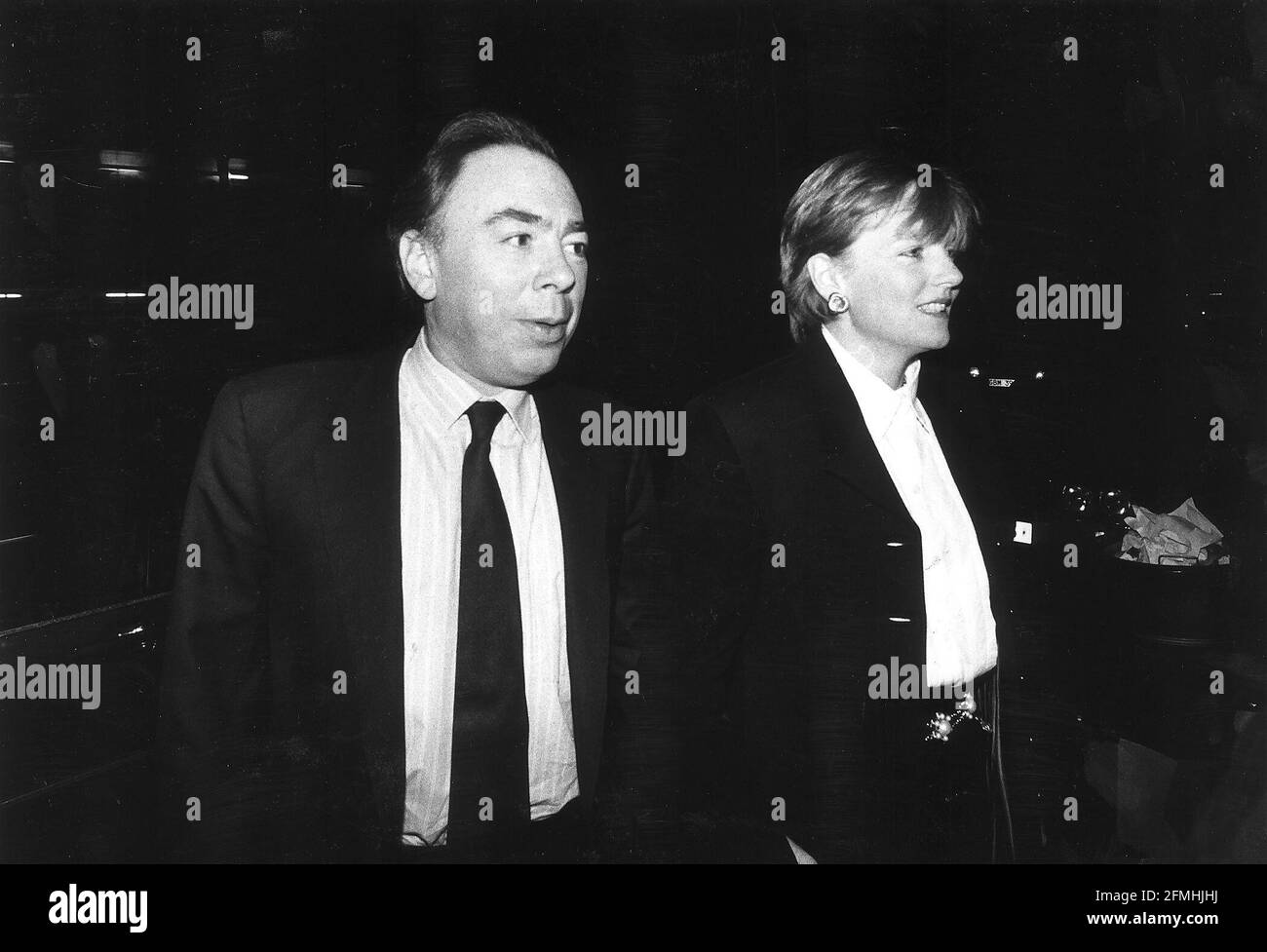 Andrew Lloyd Webber with wife at first night of the Eurovison Song Contest Stock Photo