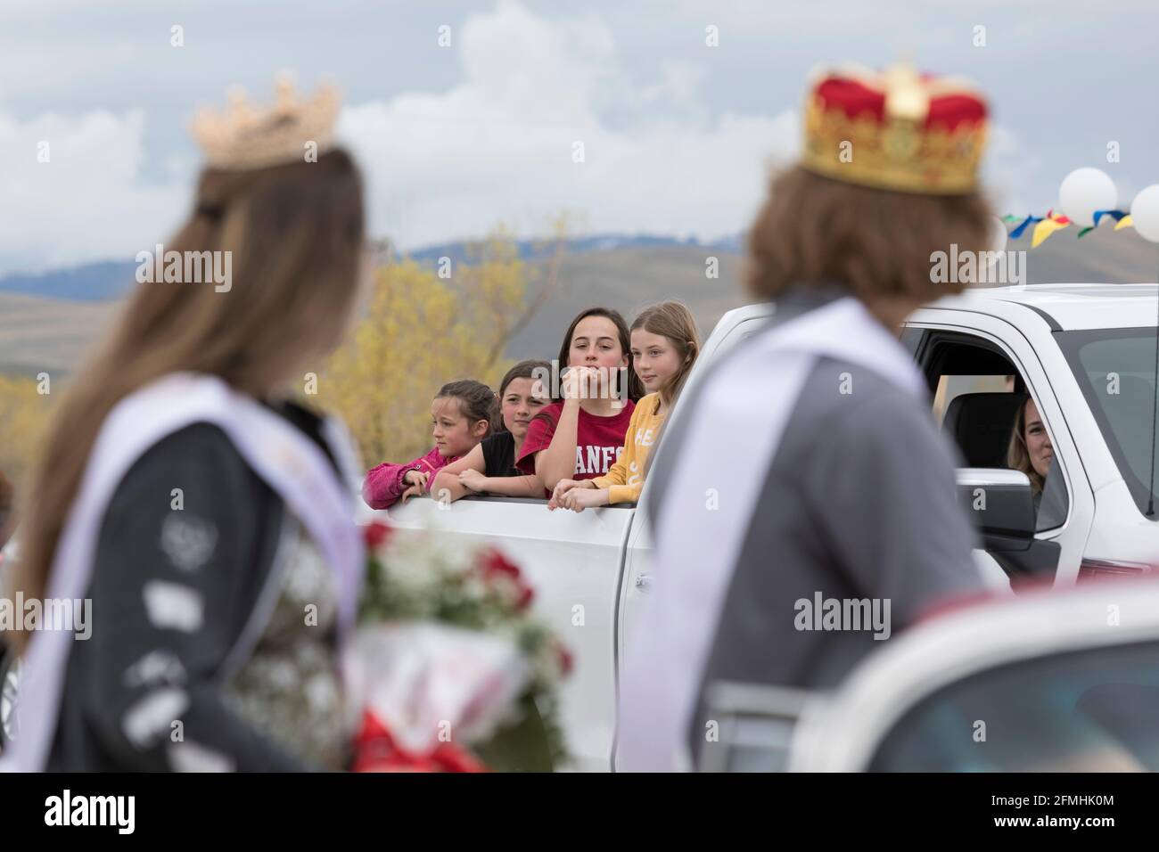 Helena High School royalty Ava O. (left) and Hunter C. greet