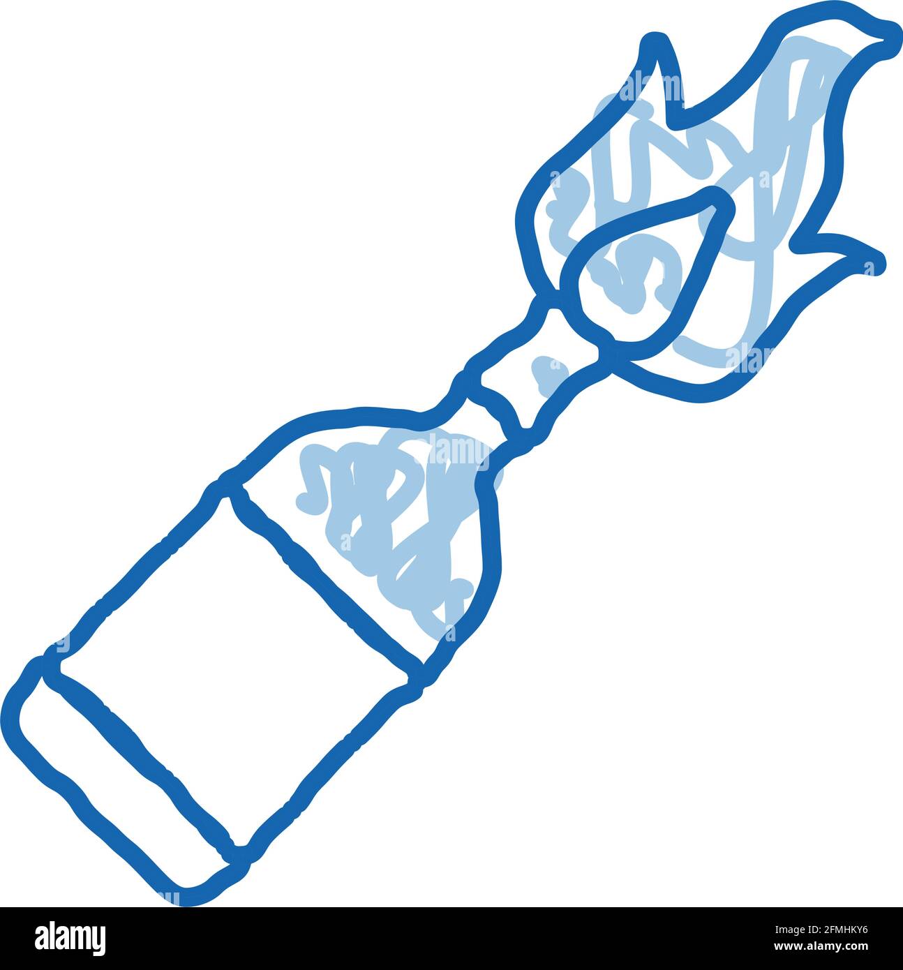 burning bottle doodle icon hand drawn illustration Stock Vector