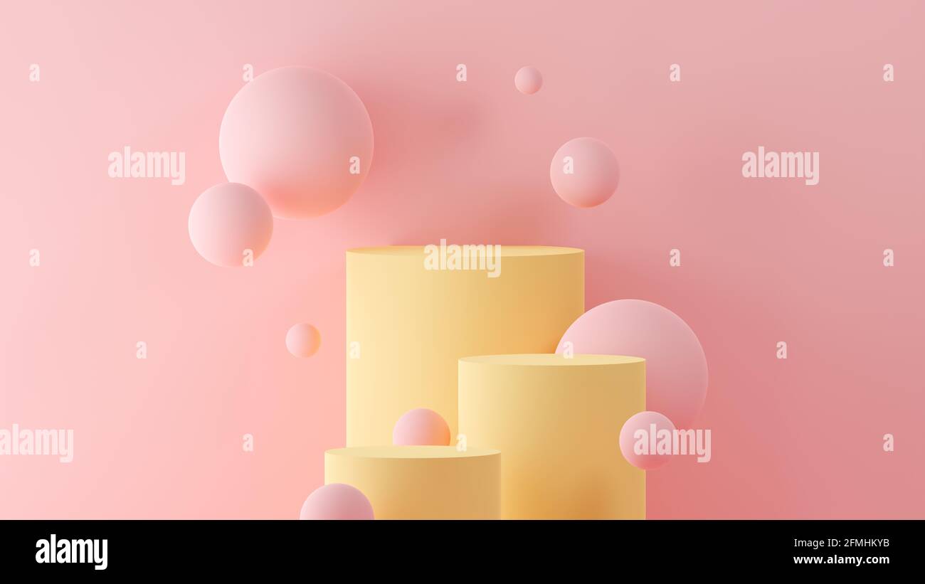 3D Illustration of shiny objects floating in zero gravity simulation