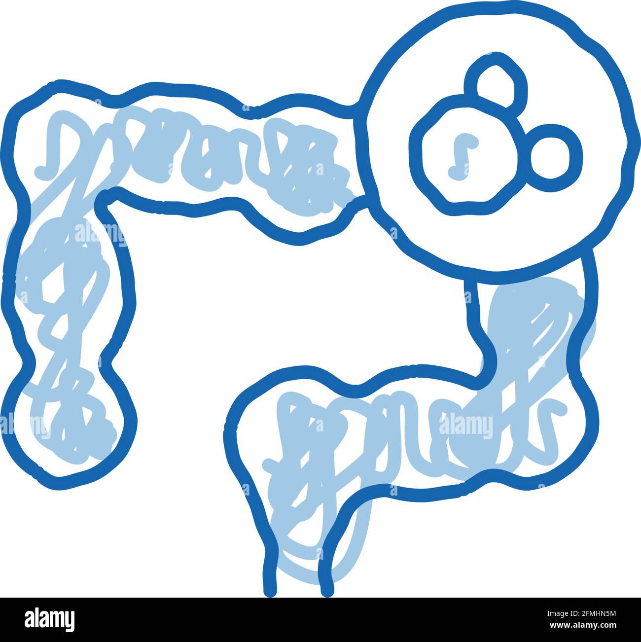 gut in stomach doodle icon hand drawn illustration Stock Vector Image