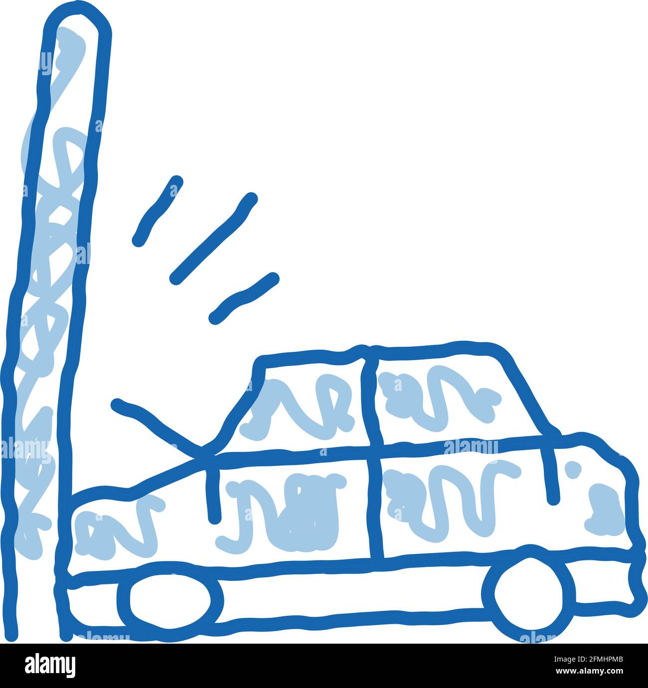 plunging car into pole doodle icon hand drawn illustration Stock Vector ...